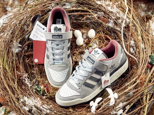 Las zapatillas sobre un nido de palomas y junto a unos billetes de avión