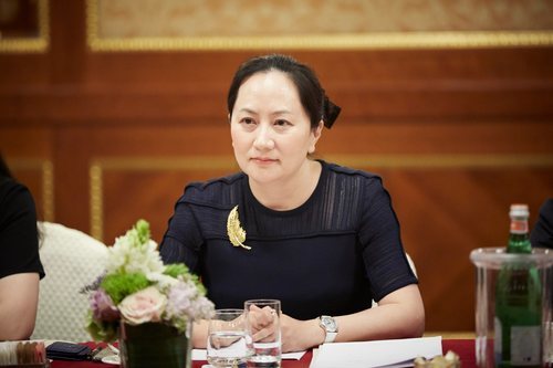 Meng Wanzhou, la directiva acusada, durante una ponencia en Milán.